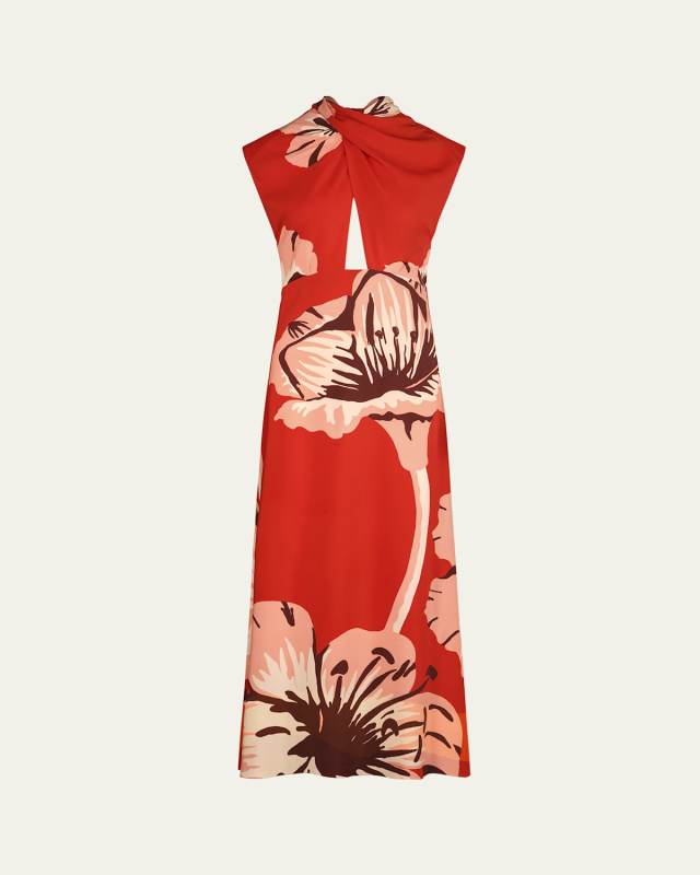 Al Son De Las Astromelias Floral Midi Dress
